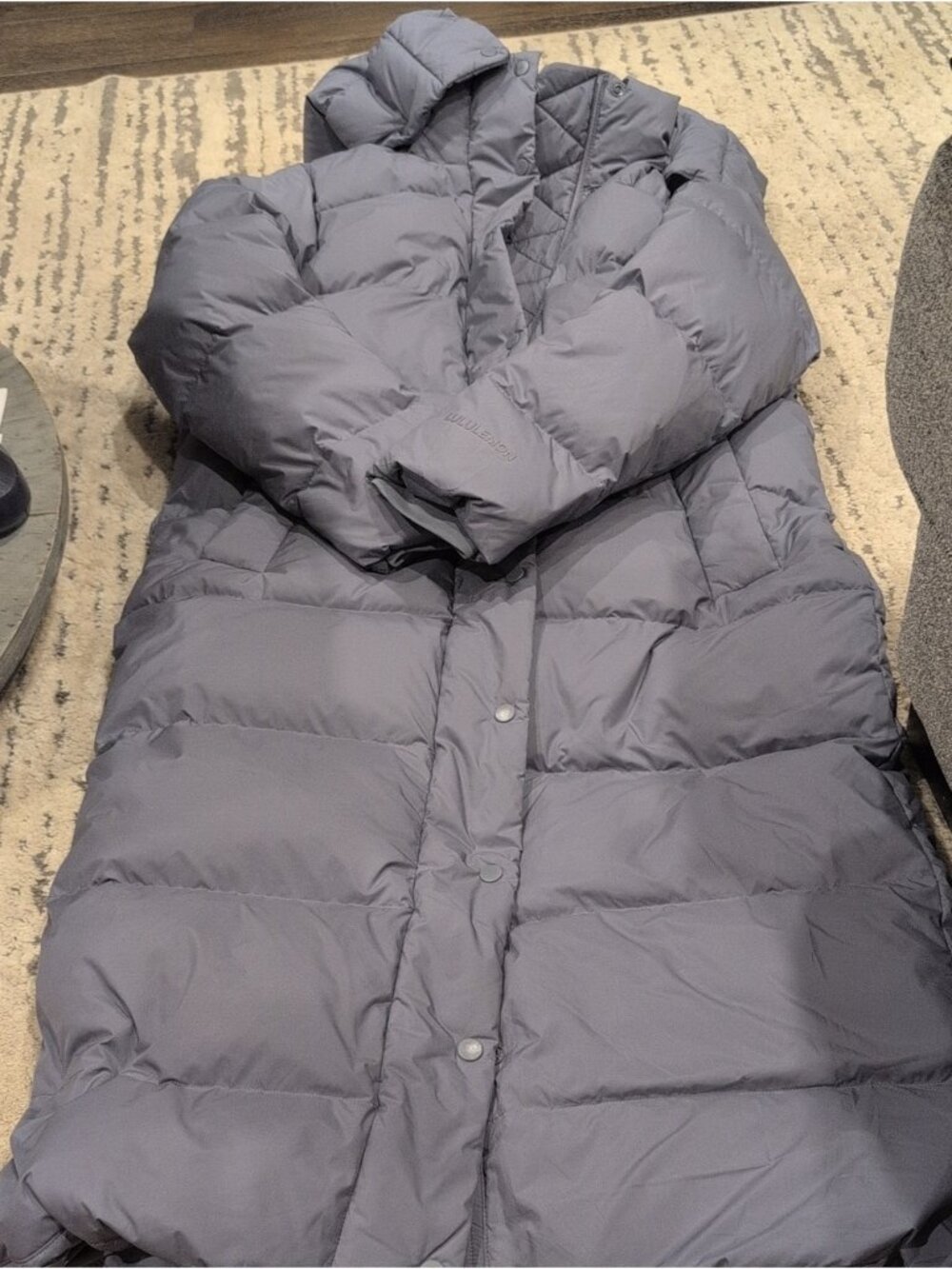 Lululemon Wunder Puff Long Jacket Oil Grey / Belgian Blue Like new - Picture 4 of 9